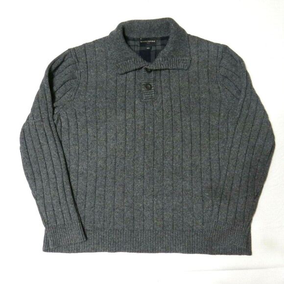 Banana Republic Men's Button Packet Pullover Sweater Heather Gray Size Large - Picture 1 of 11